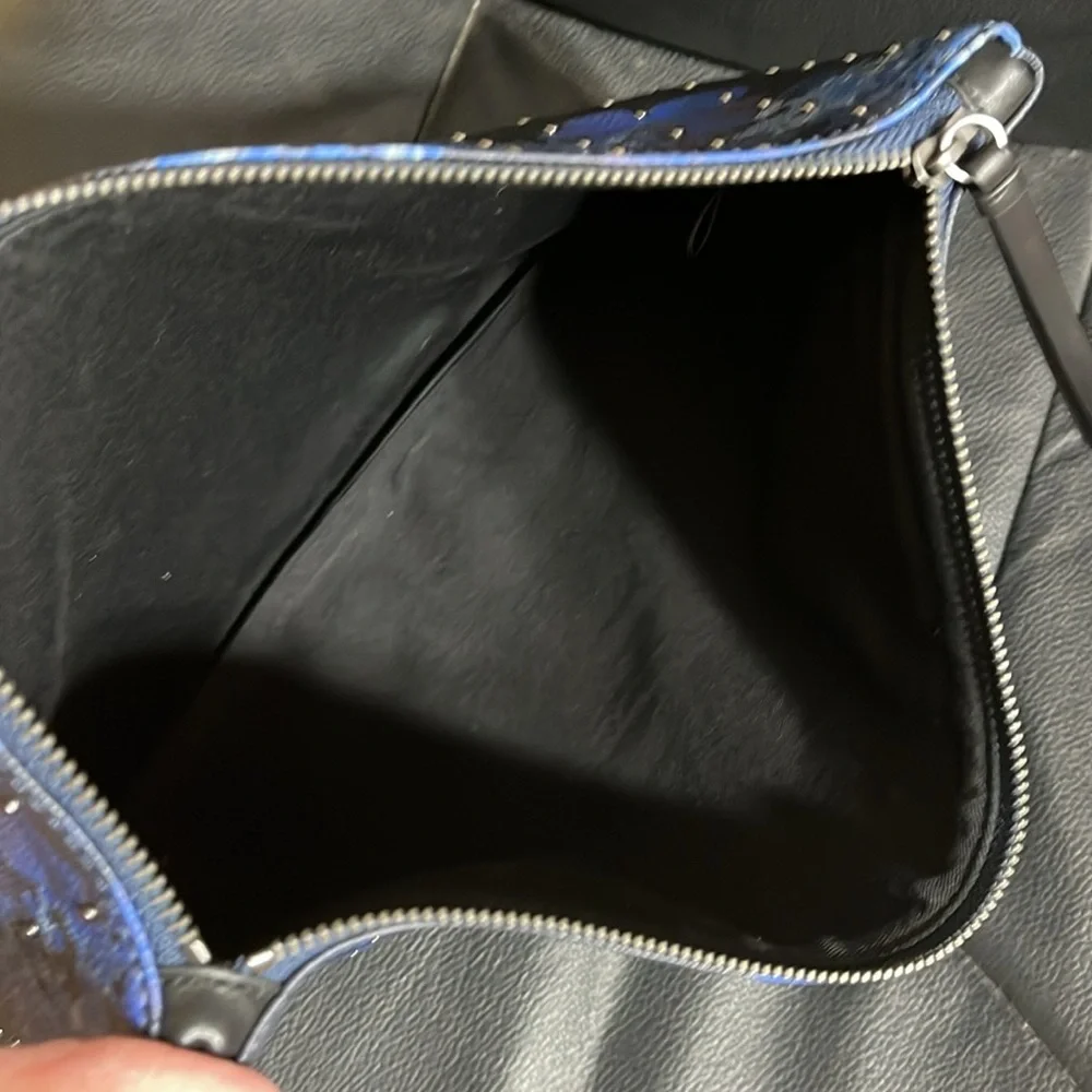 Tablet Sleeve, Banana Republic XLarge Zip Clutch,Floral Navy/Black Vegan Leather